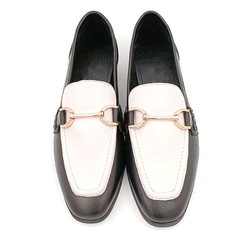 Kobiety Casual Loafer Buty z gumową podeszwą czarny biały kolor